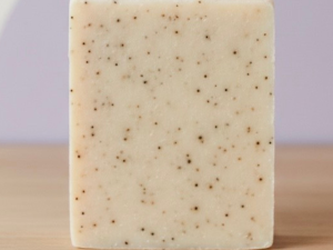 oatmeal goat soap with coffee from grateful goat farms