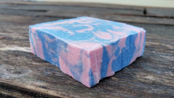 peppermint lavender goat milk soap on a wood table