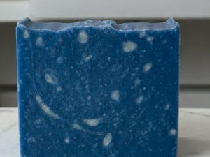 blue goat milk soap bar with cbd